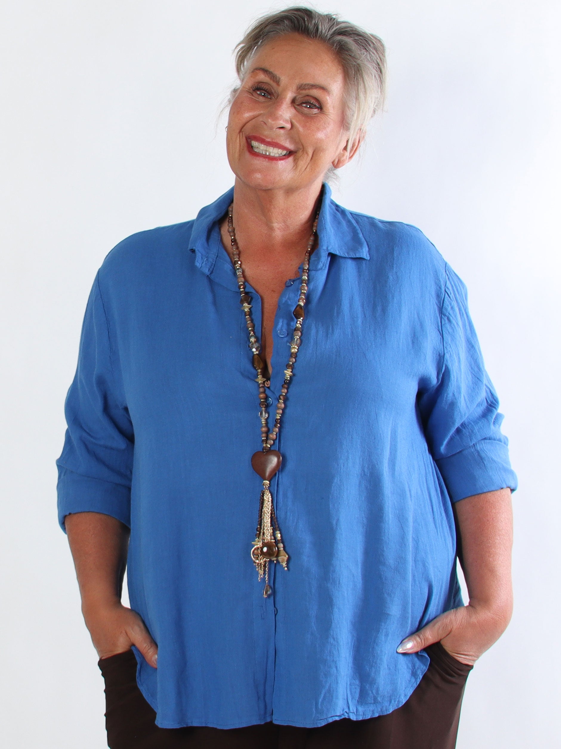 Clara Shirt - Enfärgad plus size skjorta i viskos och linne